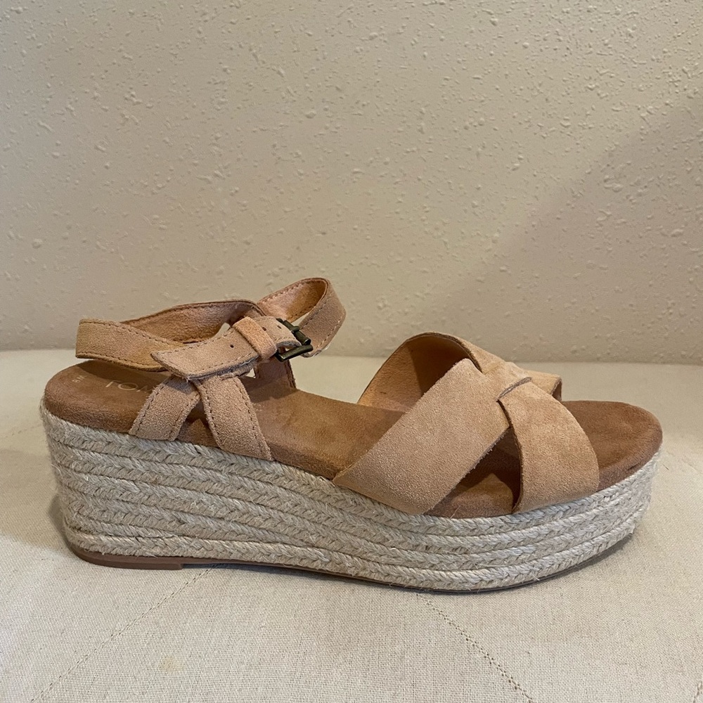 Toms Suede Platform Wedge Sandals - Picture 8 of 16
